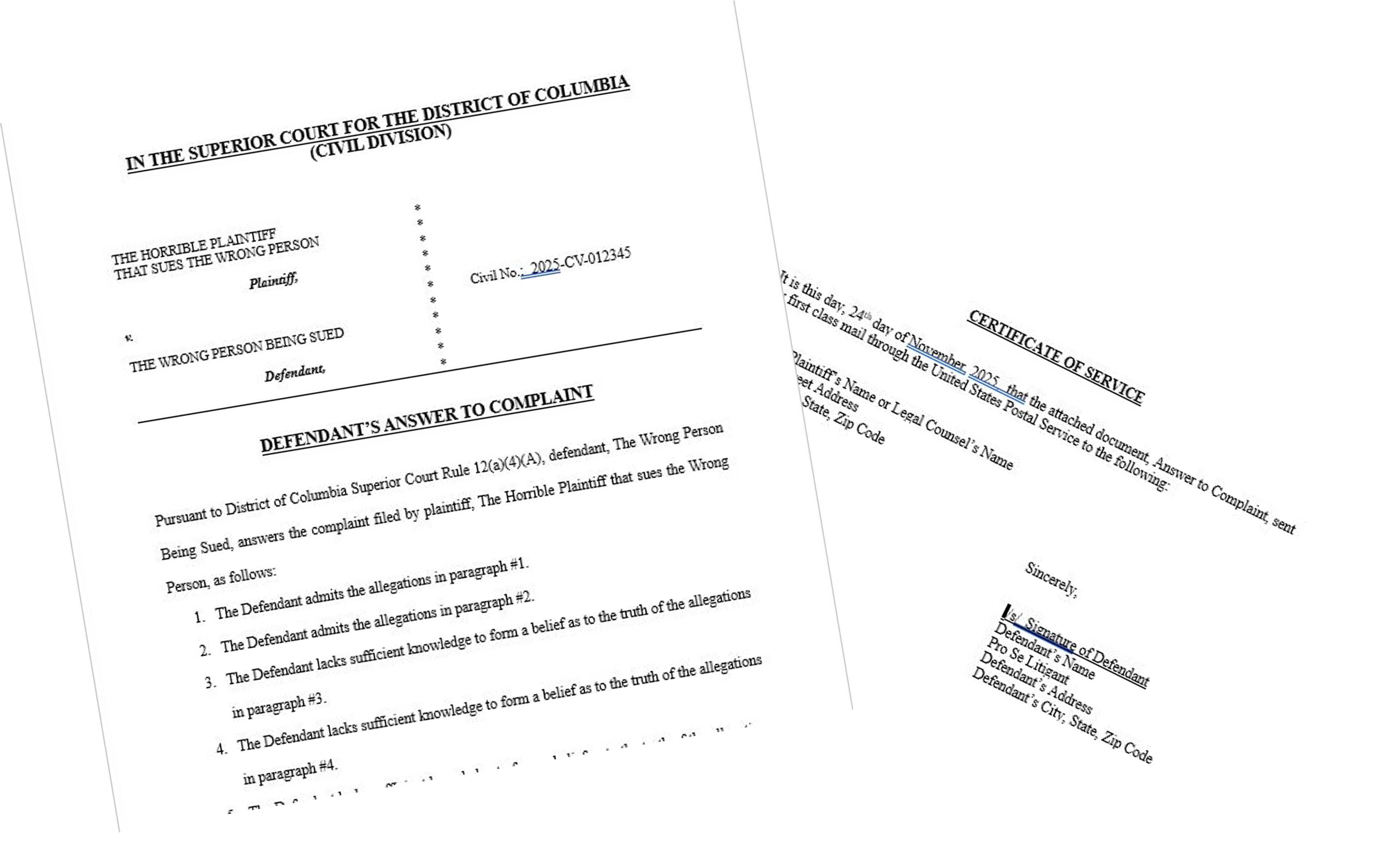 Sample Answer to Complaint Document Preview